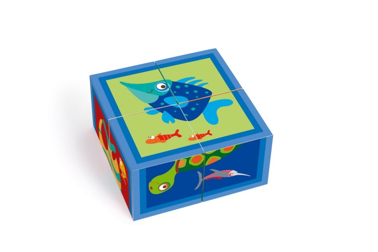 Puzzle OCEAN układanka 4 klocki kostki Scratch