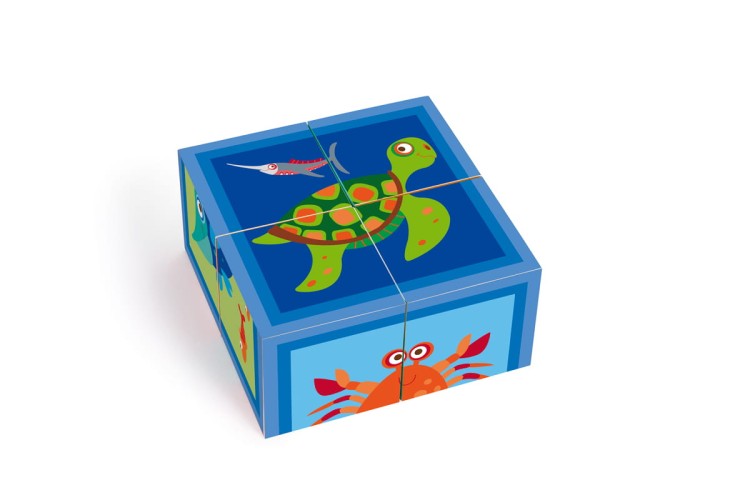 Puzzle OCEAN układanka 4 klocki kostki Scratch
