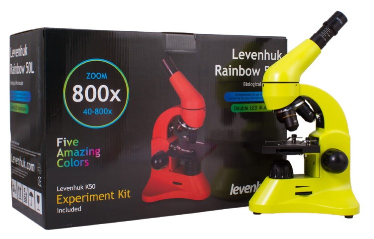 Mikroskop Rainbow 50L Lime limonkowy Levenhuk + GRATIS zestaw K50 do eksperymentów