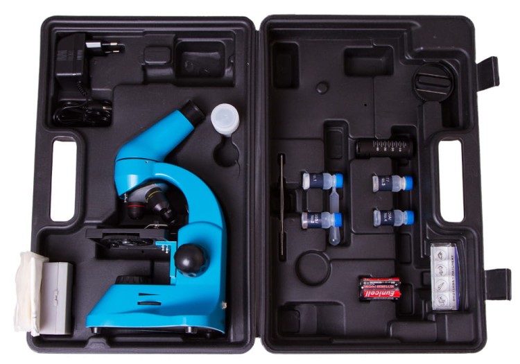 Mikroskop Rainbow 50L PLUS Azure błękitny Levenhuk + GRATIS zestaw K50 do eksperymentów