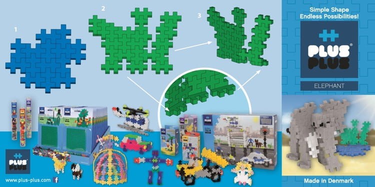 Słoń klocki konstrukcyjne MINI PLUS-PLUS 100 elementów Tuba