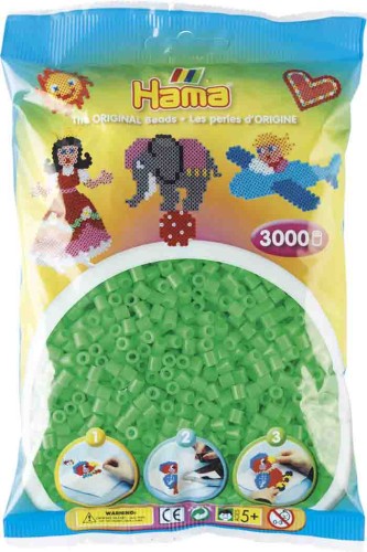 Koraliki do zaprasowania MIDI zielone fluoresencyjne 3000 sztuk w torebce HAMA 201-42