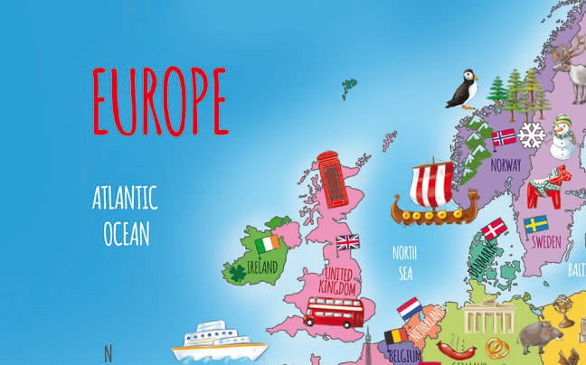 Naklejka ścienna MAPA edukacyjna Europy Tuloko