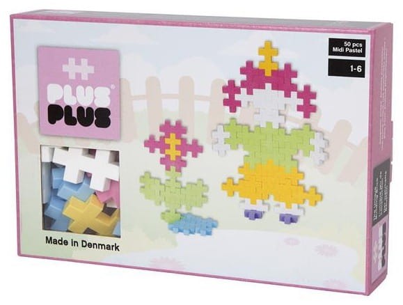 PLUS-PLUS midi klocki konstrukcyjne LUDZIK I KWIATEK 50 elementów pastelowe