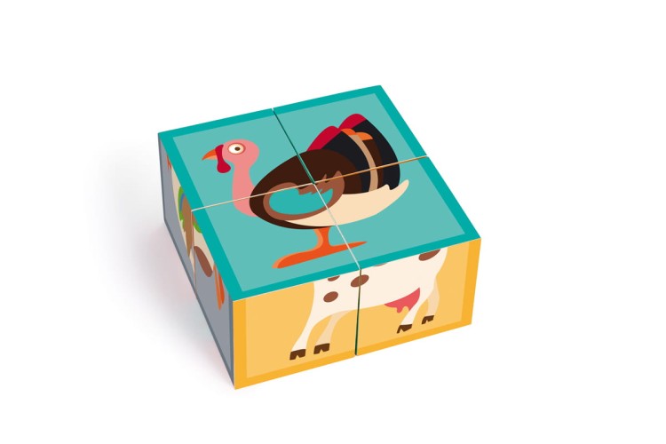Puzzle FARMA układanka 4 klocki kostki Scratch