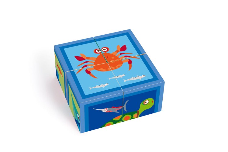 Puzzle OCEAN układanka 4 klocki kostki Scratch