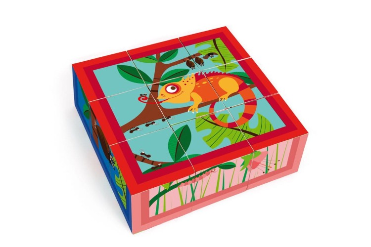 Puzzle DŻUNGLA układanka 9 klocków kostki Scratch