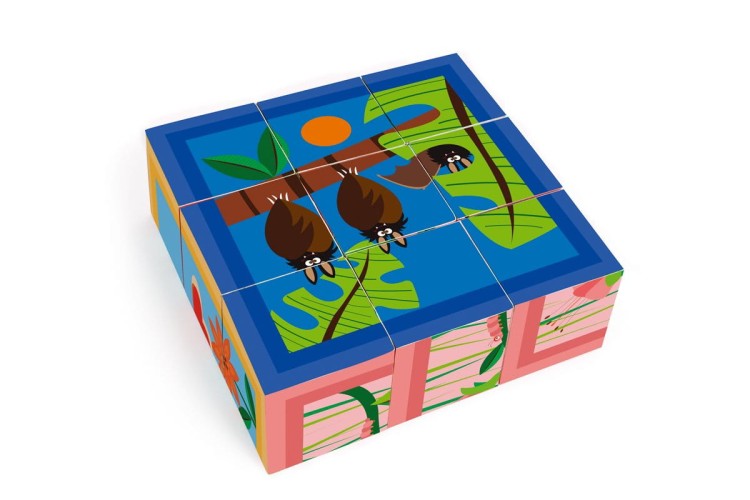 Puzzle DŻUNGLA układanka 9 klocków kostki Scratch