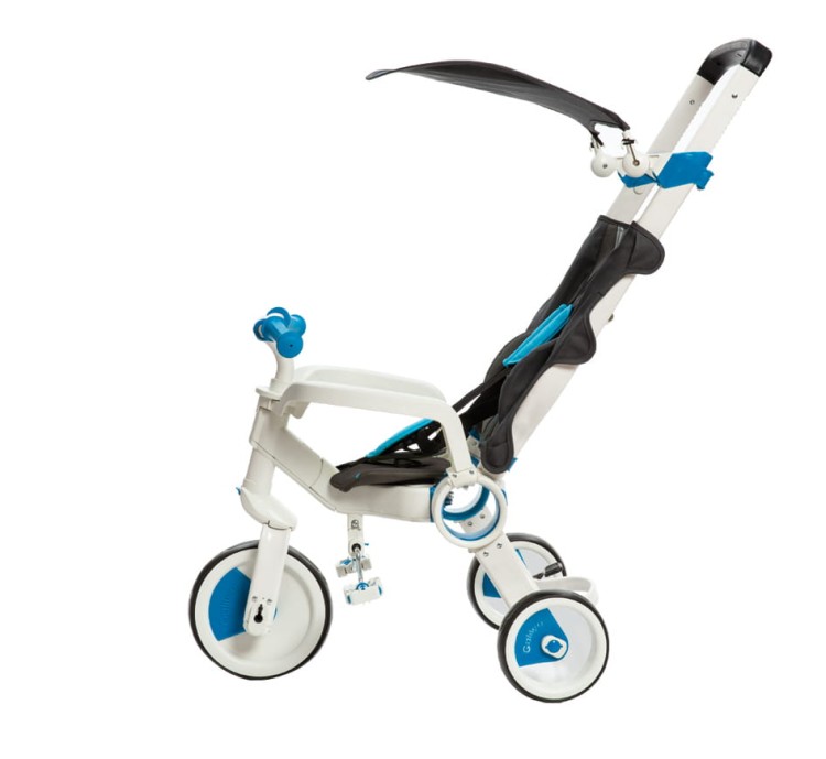 Spacerówka i rowerek trójkołowy 2w1 - Galileo Strollcycle - biało-niebieski