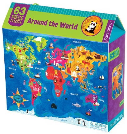 Puzzle 63 elementy Mapa świata Mudpuppy