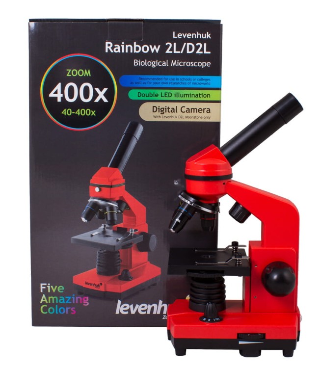 Mikroskop Rainbow 2L Orange Pomarańczowy Levenhuk + GRATIS zestaw K50 do eksperymentów