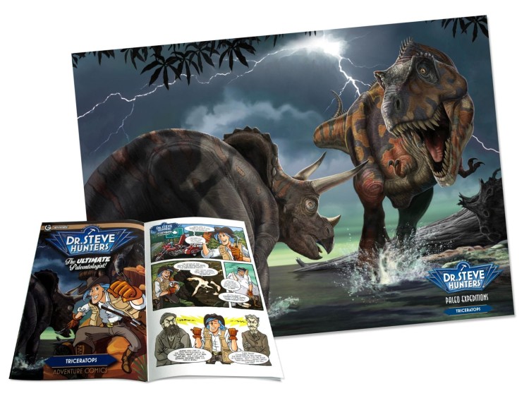 Szkielet TRICERATOPS 21 cm DELUXE Wyprawa Paleontologiczna duży zestaw dinozaur Geoworld 