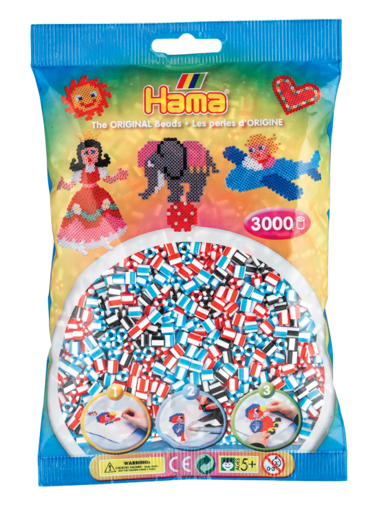 Koraliki do zaprasowania MIDI prążki 3000 sztuk w torebce HAMA 201-91